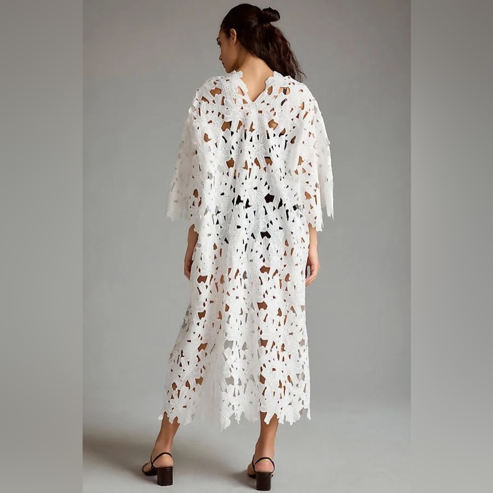 Anthropologie Floral Eyelet Kaftan - Picture 2 of 9